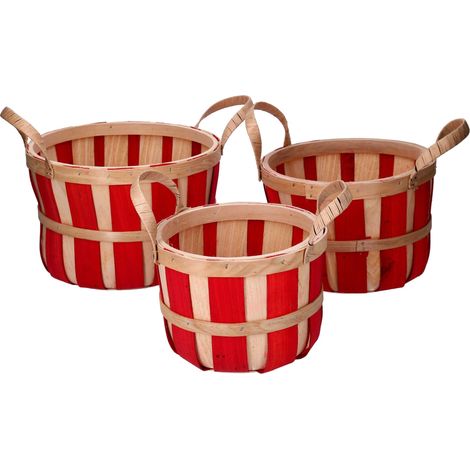 Set 3 Ceste in Vimini rosso tondo (1/3)