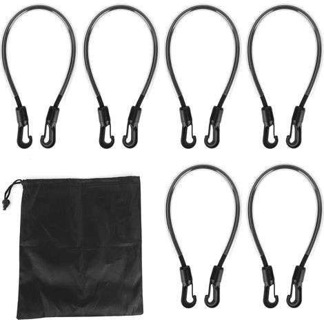 6pcs Sangles Cuisse pour Couvertures Cheval avec Sac Rangement, Sangle Queue Élastique Réglable 55cm avec Clips à Double Extrémité pour Couvertures et Draps d'Hiver Chevaux (Noir) (1/5)