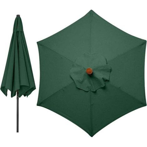Housses de rechange pour parasol 3 mètres 6 bras Parasol de rechange pour auvent de jardin Housse de rechange pour parasol, auvent uniquement (vert)- (1/4)