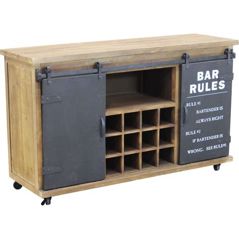 Mobile credenza madia da interno bar pub in acciaio e legno con 2 ante scorrevoli e 13 ripiani Linea Industrial (1/5)