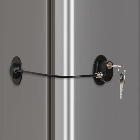 Verrou de réfrigérateur avec 2 clés, verrou de classeur, verrou de porte de congélateur et verrou de sécurité enfant pour armoire, noir (1/4)