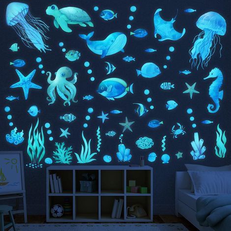 Stickers muraux pour chambre d'enfant, stickers phosphorescents sur le thème de l'océan, adaptés aux chambres d'enfants. (1/5)