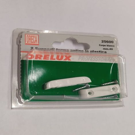 2 PEZZI - SUPPORTI FERMA ANTINE IN PLASTICA BIANCA 40MM - CON VITI