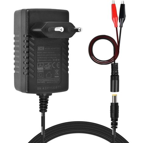 Chargeur intelligent 14,4 14,6 V/1,5 A, adaptateur secteur AC DC, chargeur de batterie LiFePO4 12 V avec prise DC 5521, pinces crocodiles pour appareil photo, haut-parleur, GPS, webcam (1/5)