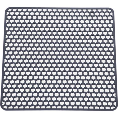 Tapis de protection pour évier, 34,5 x 34,5 cm, pour le fond de la cuve, protégeant l'acier inoxydable et la vaisselle, tapis de protection en caoutchouc style ferme (gris foncé)