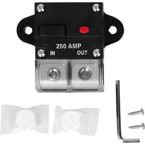 Disjoncteur automatique 250A Noir avec porte-fusible et vis pour onduleur, bateaux, moteurs et camions (1/5)