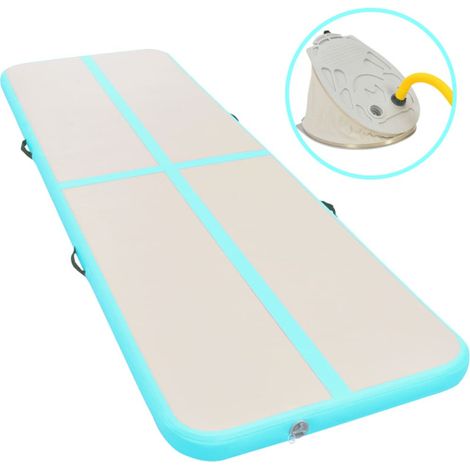 Esterilla inflable de gimnasia y bomba 300x100x10 cm PVC verde vidaXL (1/5)