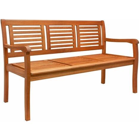 CASARIA® Gartenbank Wetterfest Holz FSC®-zertifiziert 480kg Belastbar 3-Sitzer Armlehne Rückenlehne 153x60cm Garten Balkon Holzbank Eukalyptus Braun (1/5)