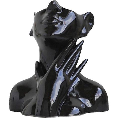 Vase sculpté en céramique (L) - Vase à visage humain, décoration moderne et chic, mate (1/5)