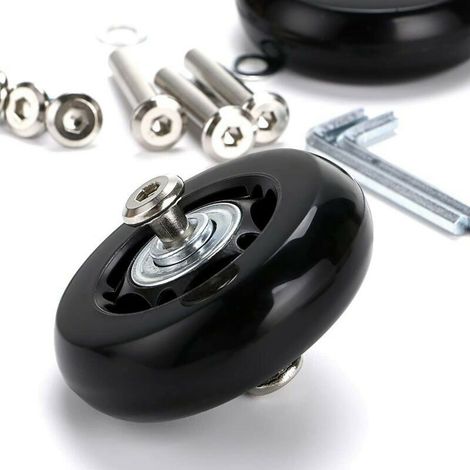 Conjunto di 2 rotelle sostitutive per valigie, 60 x 18 mm, nere (1/3)