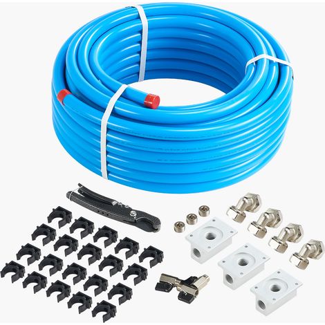 Mophorn Kit de línea de compresor de aire, sistema de tuberías de aire comprimido de aluminio y HDPE de 100 pies x 3/4", a prueba de fugas, resistente a la presión y fácil de instalar, azul