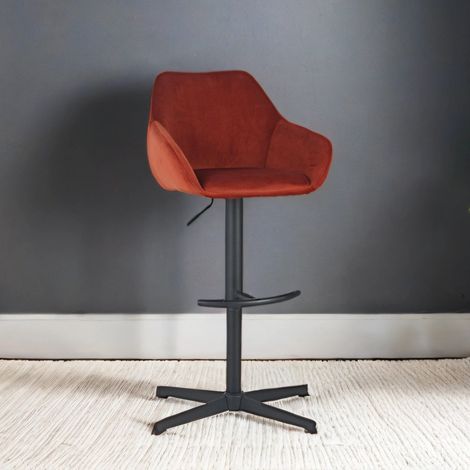 Gift Barhocker Kupfer Samt - Verstellbarer drehbarer Barstuhl mit