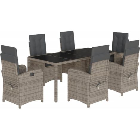 Ensemble à manger de jardin et coussins 7 pcs gris rotin (1/5)