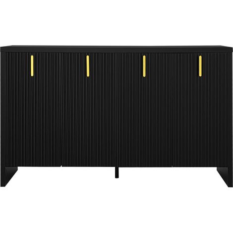 Buffet noir moderne et minimaliste: la combinaison parfaite entre rangement flexible et design élégant, avec poignées dorées et cloisons réglables (1/5)