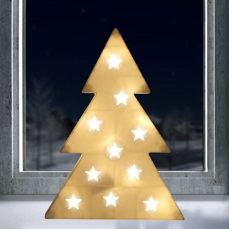 LED-Dekotanne 37cm Weihnachtsbaum Weihnachtsdeko Fensterdeko Hologramm-Effekt - weiss (1/2)