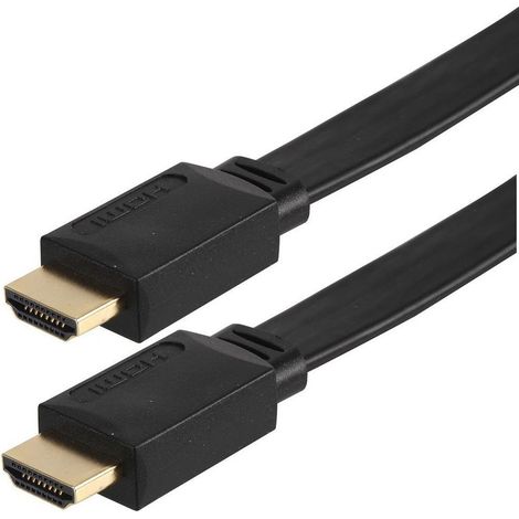 Trade Shop - 1,5 m schwarzes HDMI 1080P Stecker-Stecker Flachkabel für TV-Konsolenspiel - (1/2)