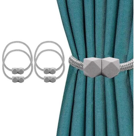 Embrasses à Rideaux - Non spécifié - Gris - 4PCS - Aimant puissant - Corde de polyester (1/4)