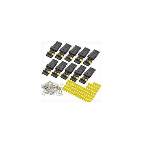 connecteur étanche,10 Kits connecteurs de Fils électriques autobloquants à 4 Broches Marine pour Les connexions de Voiture,Camion,Bateau et Autres Fils