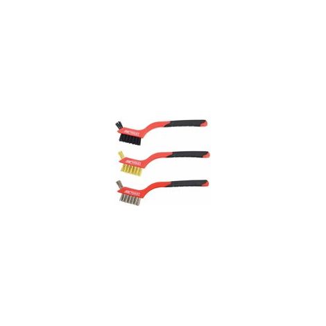 Awtools, Set de 3 Mini-Drahtbürsten de, ideal zum Reinigen und Entgraten von Metall-, Kunststoff- und Holzoberflächen auf engem Raum, strapazierfähige Borsten de für Präzision