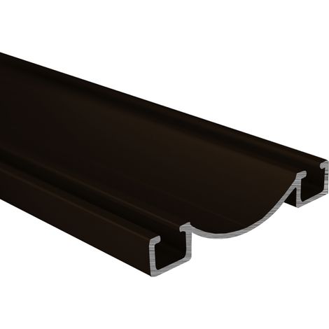 Rail bas aluminium pour placard coulissant - Lg 2m (2000 x 53 x 9 mm, Taupe Brun) HOMEWELL