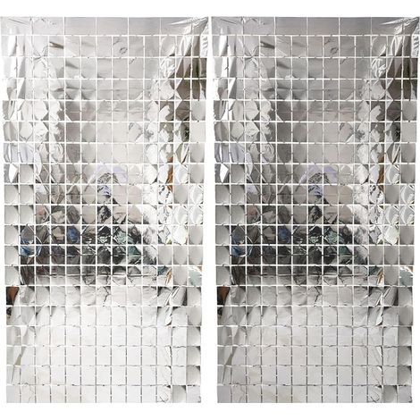 Rideau Paillettes - Aluminium Franges Argent - Décoration Mariage Anniversaire Fête - Lot De 2 Pièces 100x200 Cm (1/5)