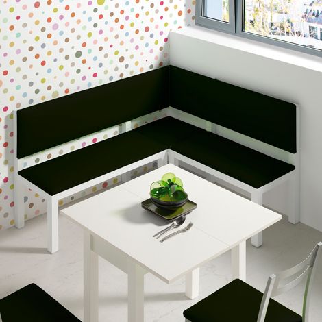 MOMMA HOME Rinconera Cocina, Conjunto Banco Acabado Metal/Polipiel Efecto Suave. Medidas: 145 x 125 x 88 cm Color Negro, Modelo (1/5)