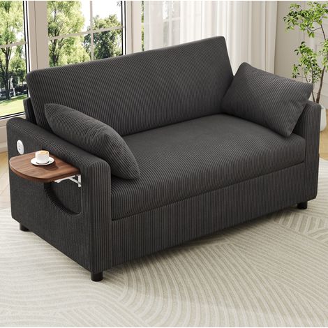 canapé lit fauteuil salon convertible 2 places gris OKMYHOME (1/5)