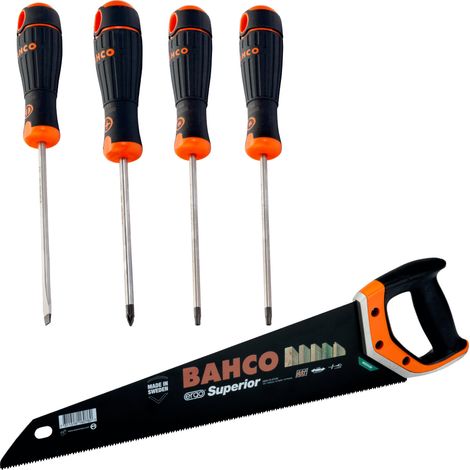Bahco Fuchsschwanz ERGO Superior Blattlänge 475 mm + Schraubendrehersatz 4-tlg. (1/5)