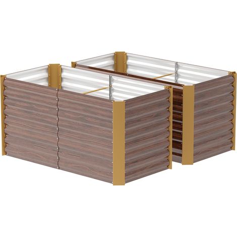 Ensemble de 2 bacs de jardin surélevés, résistants aux intempéries, en acier galvanisé, pour terrasse et jardin, 120 x 60 x 60 cm. (1/5)