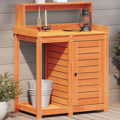 Potting Table with Shelves Brown 82.5x50x109.5 cm Solid Wood Pine vidaXL (1/5)