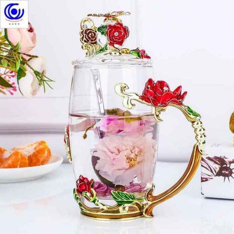 Tasse À Eau - Verre Résistant À La Chaleur - Tasse À Thé Avec Cuillère Intégrée - 350 Ml