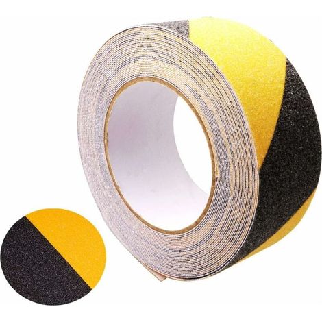 10M X 5CM Premium Noir-Jaune Ruban Adhésif Antidérapant, Bande Sécurité Antidérapant, pour Intérieur et Extérieur Escaliers (1/4)