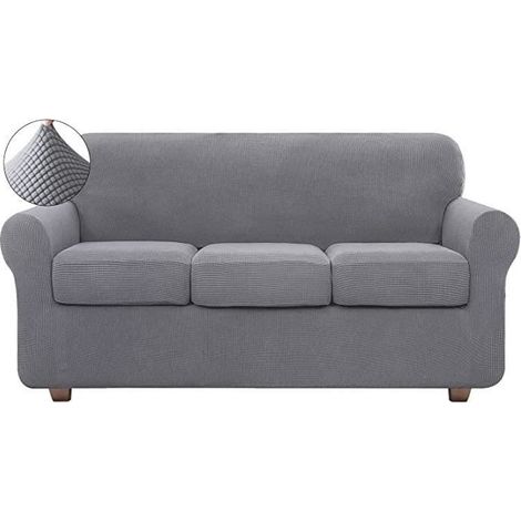 Housse Canapé Extensible Protege Canape 3 places Avec Accoudoirs Spandex Housse de Canapé Epaissie protection de canapé - Gris (1/4)