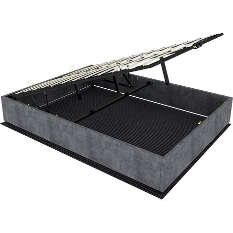 Cama canapé 160x200 cm gris de terciopelo, con pistones de gas, sin cabecero, HOMVRA (1/5)