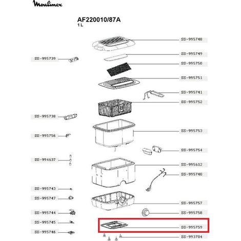 Couvercle inférieur pour friteuse AirFryer Minifrito Moulinex - SS-995759 (1/3)