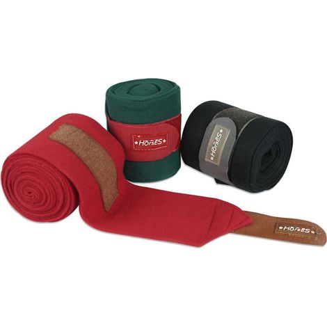 Rosso e Beige - Fasce in pile antipilling con chiusura a strappo modello Holly set 4 pezzi