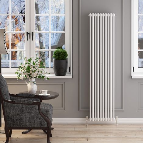ELEGANT 1800 x 465 mm Traditional Vertical Radiator Cast Iron Panel Designer Radiators Central Heating UK + White Thermostatic Radiator Valves (1/5)