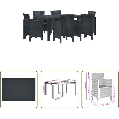 Mobilier extérieur - Ensemble de salle à manger pour jardin 7 pcs Anthracite (1/5)