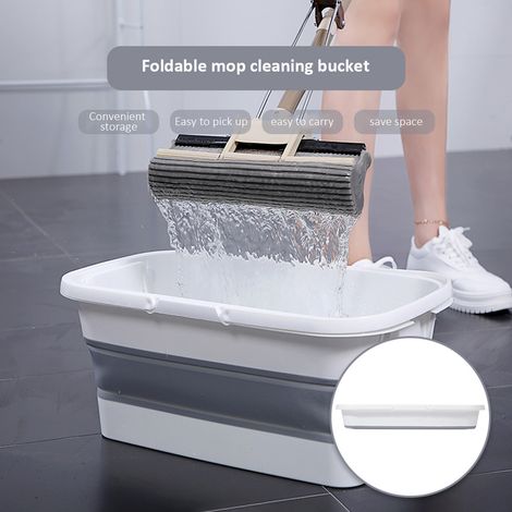 Seau à serpillière pliable avec poignée, seau en plastique portable, panier de rangement pliant (1/5)