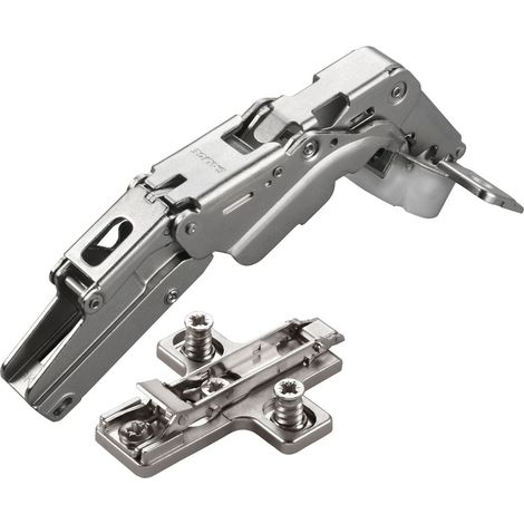 2 x Salice Topfband 155° Serie 200 mit Dämpfer im Topf Bohrbild T52 Mittelanschlag mit Kreuz-Montageplatte Höhe 3 mm mit vormontierten Euroschrauben, Exzenterverstellung Möbelscharnier von SOTECH (1/5)