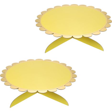 Lot de 2 présentoirs à gâteaux ondulés en carton à un étage, supports ronds de 33 cm pour cupcakes et desserts, pour mariages, anniversaires et décorations DIY. (1/5)