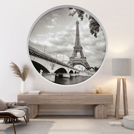 Stickers Trompe l'oeil Arche ronde - Tour eiffel - Diamètre 30 cm (1/4)