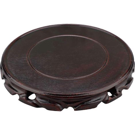 Vase rond vintage en palissandre, 20 cm, style oriental, support pour lampe de table et théière, base stable, décoration intérieure (1/3)