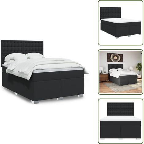 Boxspringbett mit Matratze Schwarz 140x200 cm Kunstleder - Boxspringbett - Boxspringbetten - Boxspring Bett - Boxspring Doppelbett (1/5)