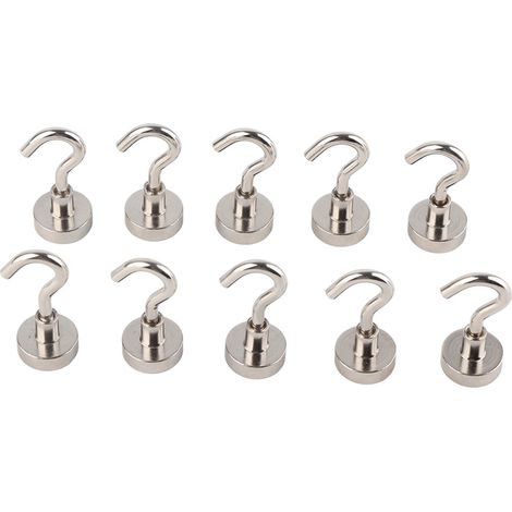 10 crochets magnétiques puissants, charge 5,4 kg, aimants forts adhésifs pour cuisine, bureau, maison, support solide, set de 10 pièces (1/5)