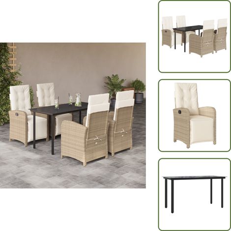 Cojines para sillas - vidaXL Set comedor de jardín 5 pzas con cojines ratán sintético beige - Muebles de exterior