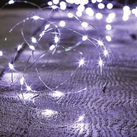 LED copper garland, XU, batteries - 1.05 meter - Cold White, high quality product, long life, energy efficient, UV-free, CE/RoHS compliant, satisfaction guaranteed - (1/4)