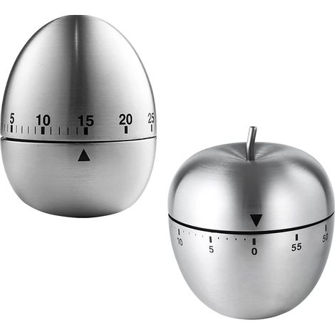 Küchentimer im Eier- oder Obst-Design, Edelstahl, geräuscharm (70 Dezibel), wasserdicht, ideal für Meetings, Lernen und Schule (1/5)