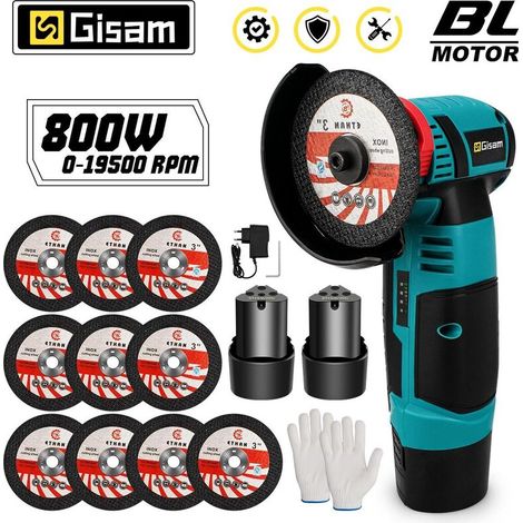 – Meuleuse sans fil 12V – 2 batteries 2000mAh – Moteur Brushless 19500 tr/min – Pour coupe matériaux variés et polissage - 19500RPM (1/5)
