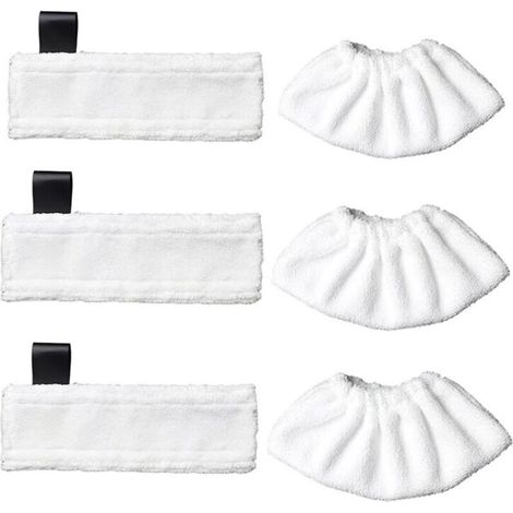 Set mit 3 Ersatz-Mikrofasertüchern und 3 Mikrofasertüchern für Kärcher Easy Fix SC1/SC2/SC3/SC4/SC5/SV7, Zubehörtuch für Kärcher Easy Fix (1/4)